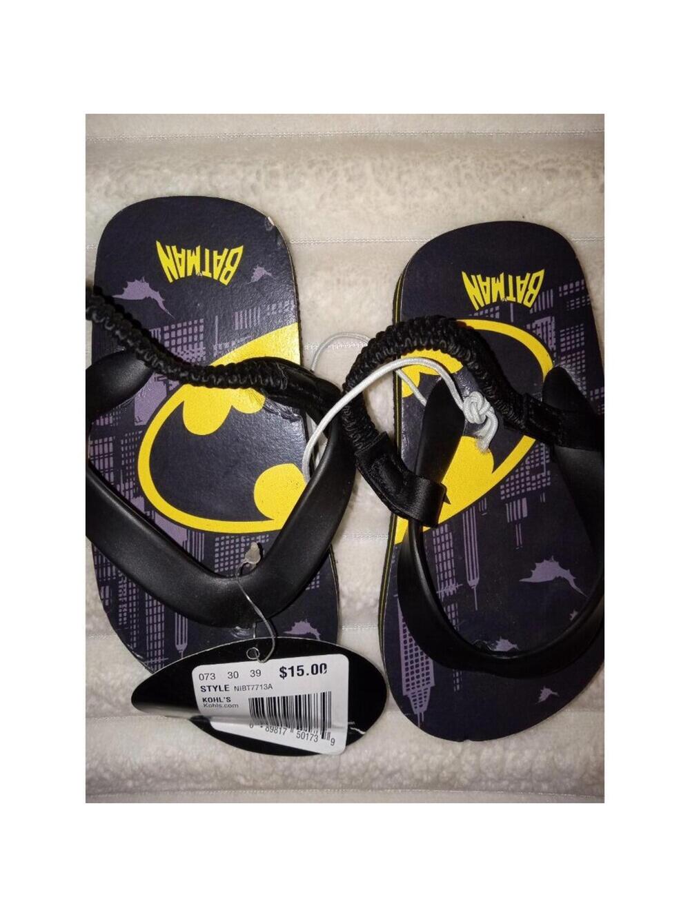 Batman Flip Flop Sandals Infant Baby Boy Size 5/6 New with Tags